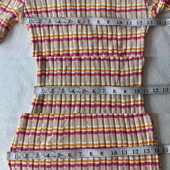 NWOT Zara Striped Ribbed Knit Polo Collar Midi Dress S - Picture 2 of 9